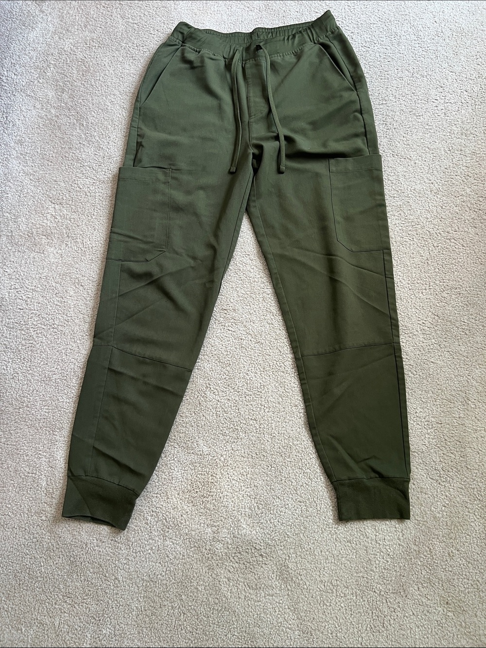 Men's Olive Green Drawstring Cargo Joggers